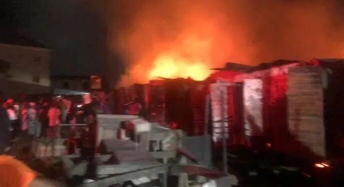 Fire outbreak in Ajah Market, Lagos